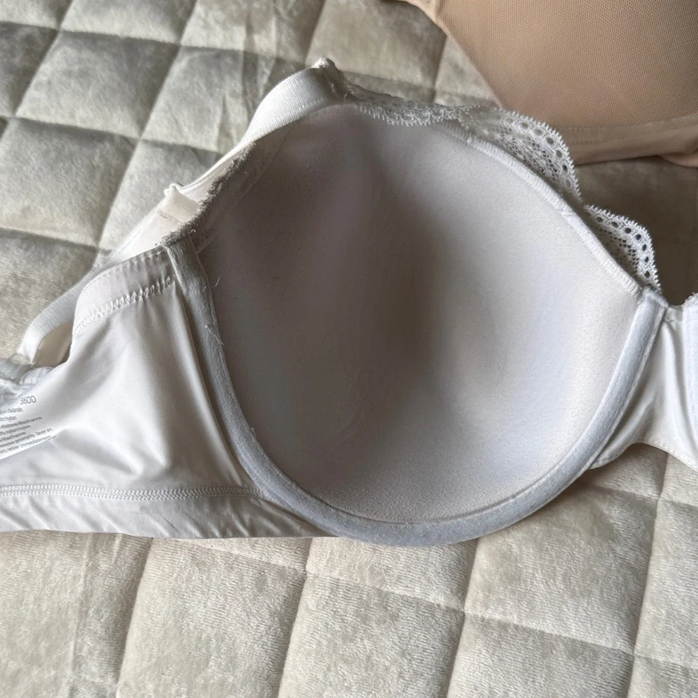 Warner's White Floral Lace Underwire Bra 36DD (E)